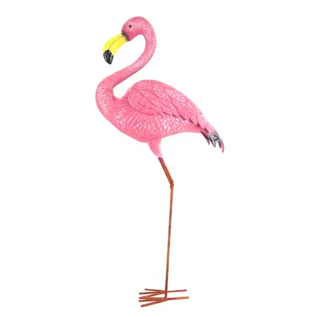 Gegarandeerd Kwaliteit Metalen Standbeeld Staande Flamingo Metalen Tuin Dier Decoratie Metalen Flamingo