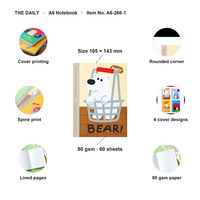 A6 Perfect Bound Notebook Cartoon Shopping Beer Appel Kat 60 Bladzijden 80gsm Gelinieerd Afgeronde Hoeken Zakformaat Notebook School Groothandel