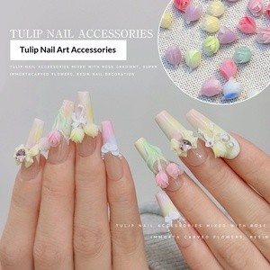 50 Piezas de Adornos de Resina para Uñas con Forma de Tulipán, Decoraciones Coloridas de Macaron para Manicura - Product Image 2