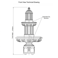 Fontaine à colonnades européennes à niveaux en bronze, Fourniture directe usine, Fontaine-pavillon en bronze patiné vintage avec statue pour manoir de luxe et parc