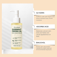 Sérum Visage Hydratant Raffermissant Nuit à la Vitamine C, Bakuchiol, Acide Hyaluronique et Huile de Rose Musquée 100ml – Estampage Or pour Femme, Usage Quotidien