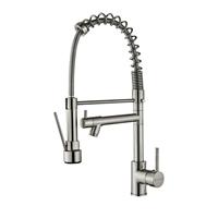 Robinet mélangeur de cuisine en acier inoxydable 304 noir mat, monocommande, pour eau chaude et froide, avec bec pliant et pivotant, type remplisseur de pot, extractible