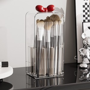 <b>Makeup</b> Organizer Storage <b>Box</b> With Partitions For Brushes Lipsticks Cosmetics Desktop Vanity Use Waterproof Clear Acrylic - Product Image 4