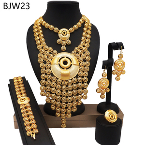 Declaração 24K Banhado A Ouro Flor Tassel Jóias De Casamento Set Oriente Médio Brincos De Noiva Anel Pulseira Colar Moda Conjuntos - Product Image 3