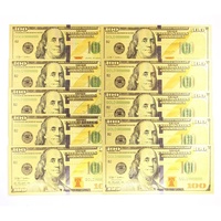 Faux billets de banque en feuille d'or 24 carats, billet de 100 dollars américain, pour mariages, fêtes, fournitures de fête, souvenirs, cadeaux, collections