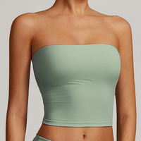 Sujetador deportivo sin tirantes para mujer con copas integradas, de secado rápido, transpirable, antibacteriano, sin costuras, con logo frontal personalizable, conjuntos para