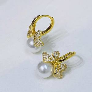 22469DIY S925 Soporte Hueco para Pendientes de Oreja Blanco con Perla Redonda de 9-11mm, Accesorio para Pendientes de Perla Ocultos para Mujer - Product Image 4