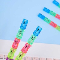 Crayons en plastique détachables créatifs pour le bureau, motif petit ours de dessin animé, 5 pièces, sans taille-crayon