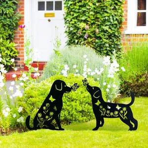 Piquets de <span class=keywords><strong>jardin</strong></span> en forme de silhouette de labrador, papillons et fleurs, décoration extérieure pour patio, art de <span class=keywords><strong>jardin</strong></span>, ornements de pelouse - Product Image 6