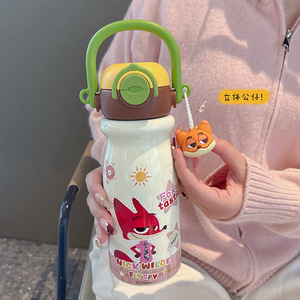 Zootopia Stainless Steel <b>Thermos</b> For Kids With Handle Portable Cartoon Water <b>Bottle</b> 500Ml School Use - Product Image 5