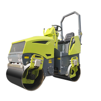 Compacteur routier mini à double tambour vibratoire hydraulique de 3 tonnes avec moteur, pompe et engrenage pour asphalte, à rayon de braquage court