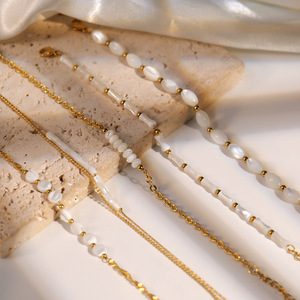 Verano 18K oro perla tobillo pulsera Shell con cuentas elegante Acero inoxidable <span class=keywords><strong>pie</strong></span> cadena para mujer - Product Image 2