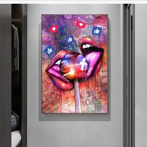 Pop Street-pintura en lienzo de labios sexys para sala de estar y hogar, Póster Artístico de pared, impresiones, imágenes de pared - Product Image 2