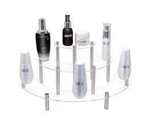 Factory wholesale portable 3 tier clear u shape acrylic cake syrup bottle desk nail polish risers for food display