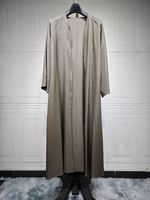 Peignoir Cardigan Confortable en Coton et Lin du Moyen-Orient 2024 Vêtement Arabe de Dubaï Simple Abaya à Porter par-dessus