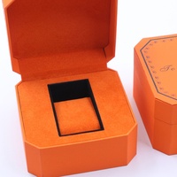 Boîtes à montres de luxe personnalisées de couleur orange, étui d'emballage pour montre homme, boîte de rangement en cuir PU, boîte à montre à rabat magnétique