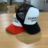 Topi Trucker 5 Panel Poliester Busa Biru Dongker dengan Logo Custom, Topi Trucker Jaring untuk Olahraga dan Hip Hop, Topi Baseball Sublimasi