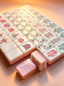 Luxury 4 Players Custom 4-Layer Pearl Pink Acrylic Eco-Friendly American Mahjong Tiles Western Hand Rub <b>Folding</b> Metal Mahjong - Product Image 3