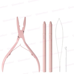 Kit de extensiones de cabello de microlinks de color rosa, alicates de extracción de extensiones de cabello, gancho de tracción de microcuentas y herramienta de bucle de microperlas - Product Image 4