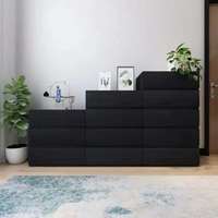 Commode moderne de grande taille avec grand support de rangement Commode noire Panneau de bois pour meubles de salon