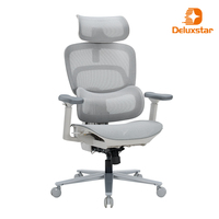 Chaise de bureau ergonomique en maille avec dossier réglable, soutien lombaire multi-positions et accoudoirs 4D ajustables pour hôtel et chambre