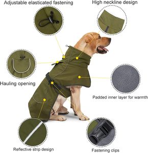 Acogedora chaqueta impermeable para perros de invierno a prueba de viento abrigo cálido reflectante perro polar ropa para mascotas para Labrador pastor alemán perros grandes - Product Image 4