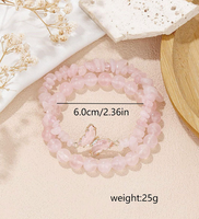 RINHOO Lot de 2 Bracelets Extensibles en Pierre Naturelle avec Perles Papillon pour Femme, Style Bohème, Empilables, Vente en Gros, Personnalisation OEM