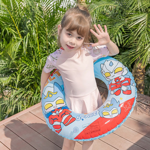 Ultraman <b>Inflatable</b> Swimming Ring For Kids Pool <b>Float</b> Cartoon Design Underarm Ring 0.20mm PVC - Product Image 3