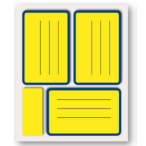 PAQUETE DE 30 ETIQUETAS DE 85X53MM CON BORDES AMARILLOS FLUORESCENTES - Product Image 1