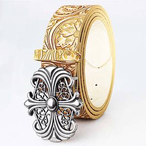 Hebilla de Cuero con Diseño Floral y Cruz Plateada, Estilo Vaquero Occidental, Diseño Retro Vintage Duradero para Hombres y Mujeres, Uso Casual - Product Image 4