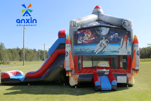 Château rebondissant intérieur et extérieur personnalisé en usine combinaison de toboggan de trampoline gonflable commercial à vendre série spatiale - Product Image 3