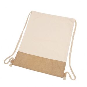 Sac à dos à cordon personnalisé en toile simple, sac à cordon en coton durable avec fermeture à cordon - Product Image 2