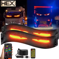 Écran LED flexible 2-en-1 pour camion, avec yeux de démon dynamiques, panneau d'affichage programmable via application, lumières de signalisation défilantes DIY pour voiture