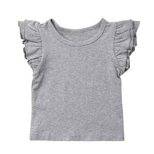 Camiseta de Algodón para Bebé Niña con Volantes en los Hombros, Ajuste Ceñido, Oferta Especial - Product Image 1