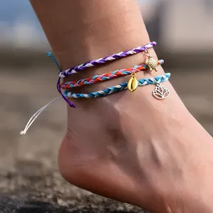 Trendy Bracelet on the Leg Chain Boho Foot Jewelry 2Pcs/Lot Weave Anklets for Women Handmade Starfish Friendship Beach Barefoot
