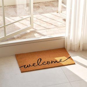 Paillasson Cangming en imitation fibre de coco, motif de bienvenue, lavable, style moderne et simple, pour intérieur et extérieur - Product Image 3