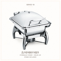 Halve maat glazen deksel soft close inductie commerciële buffetuitrusting roestvrijstalen voedselwarmer hydraulische chafing dish