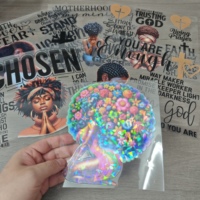 Vinilos Decorativos Holográficos Dorados A5 para Tazas, Cuadernos y Más, con Diseño de Chica Afro, Fe y Oración, Impresión de Logotipo Personalizado, Venta al Por Mayor