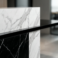 Bureau de réception en marbre épissé icolor de haute qualité, style moderne et minimaliste pour l'identité d'entreprise