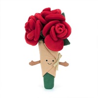 Peluche en forme de bouquet de roses avec rembourrage en coton PP pour filles - Cadeau de mariage, de Saint-Valentin et d'anniversaire
