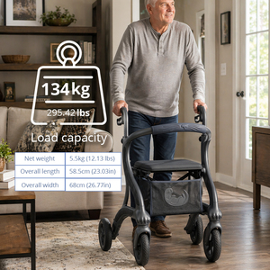 Déambulateur futuriste en fibre de carbone gris foncé avec cadre épuré et motif gravé – Aide à la mobilité légère pour personnes âgées - Product Image 3