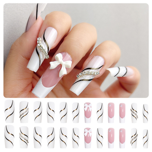 2025 mới đến lâu dài phong cách Pháp 24pcs ngón tay ứng dụng nhựa Quan Tài Báo Chí trên móng tay - Product Image 4