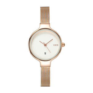 New Women Japanese Minimal Style Calendar Watch Elegant Slim Compact Mesh Band Wristwatch - Product Image 3