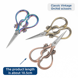 JP <span class=keywords><strong>กรรไกร</strong></span>ตัดเย็บแบบเรโทรกรรไกรปักลายรูปกล้วยไม้สแตนเลสแนววินเทจสไตล์ยุโรป - Product Image 3