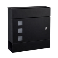 Boîte aux lettres moderne noire Boîte aux lettres extérieure sur pied avec fonction de dépôt de colis Boîte aux lettres murale pour jardin