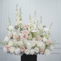 Flores Artificiales DKB al por Mayor, Camino de Mesa de Rosas de Seda Artificiales Blancas para Bodas, Camino de Mesa de Flores 5D para Decoración de Eventos