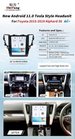 12.1 ''Tesla Style Android Lecteur Dvd de voiture Carplay Navigation bluetooth Carplay Android pour Toyota Alphard 30 Vellfire 2015-2019