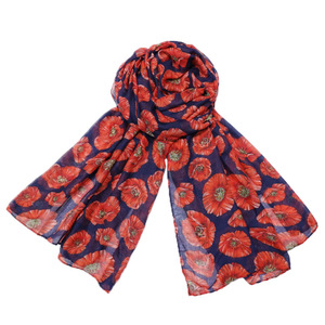 Nouveau style – Mini-écharpe à imprimé <span class=keywords><strong>coquelicot</strong></span> pour femme – <span class=keywords><strong>Foulard</strong></span> léger en viscose tendance - Product Image 3