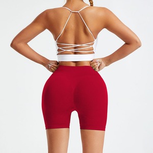 Pantalones cortos deportivos de nailon Spandex de cintura alta para mujer, venta al por mayor, cintura elástica, impermeables y transpirables - Product Image 6