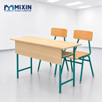 Ensemble de bureau et chaise double pour écoliers, 2 places, en contreplaqué, pour salle d'étude et lecture, vente en gros